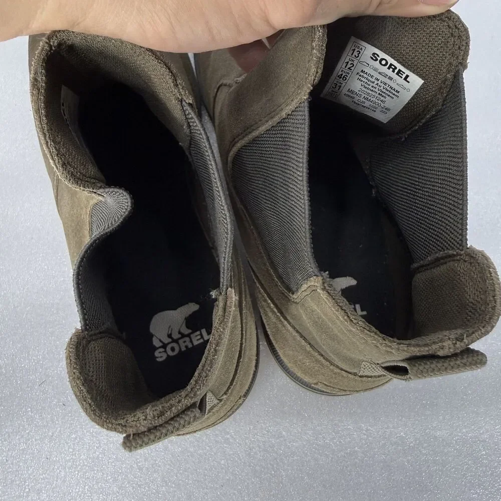 Sorel Chelsea Boots Mens Size 13 Brown Gray Suede Waterproof Winter NM4900-246